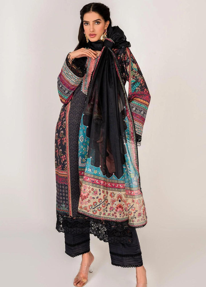 Serene By Shazme Embroidered Lawn Suits Unstitched 3 Piece SHZ23S SH-05 Inky Meadows - Summer Collection