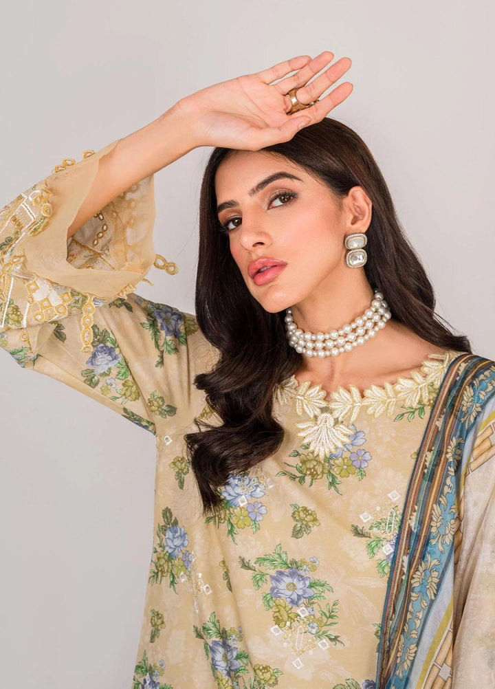 Serene By Shazme Embroidered Lawn Suits Unstitched 3 Piece SHZ23S SH-07 Buttercup Bloom - Summer Collection