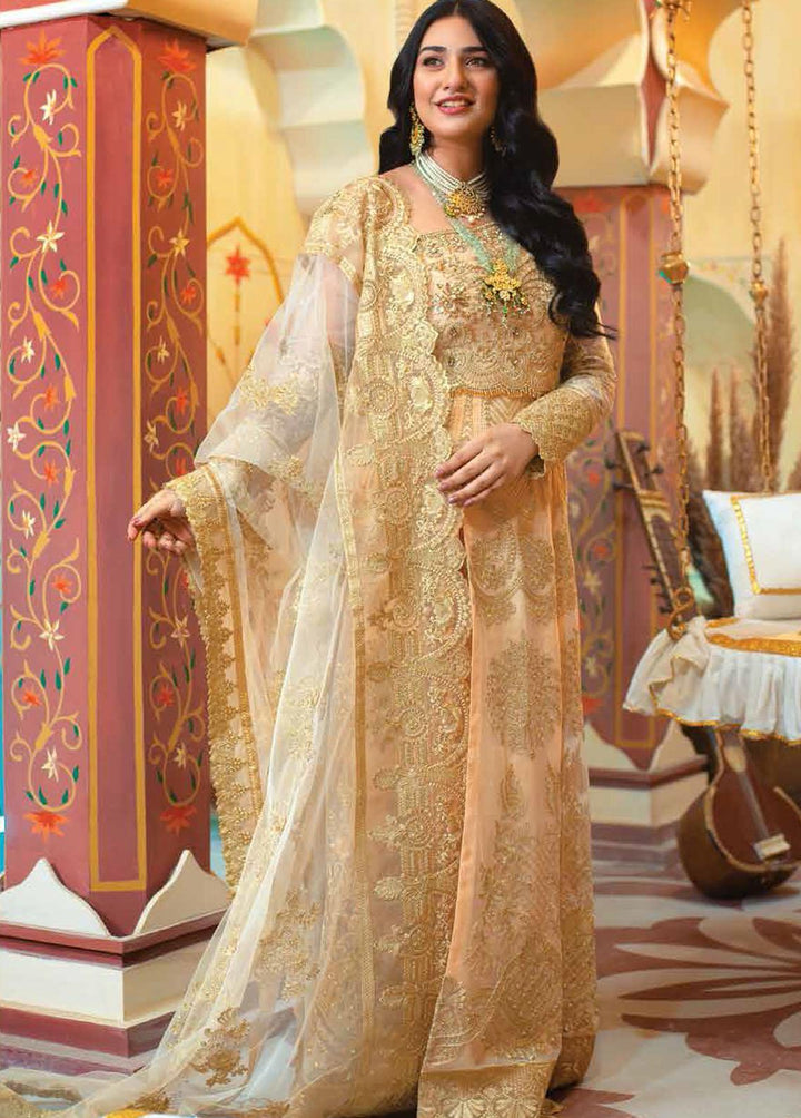 Serene Premium Embroidered Net Suits Unstitched 3 Piece S-1049 Honey Glazed - Luxury Collection