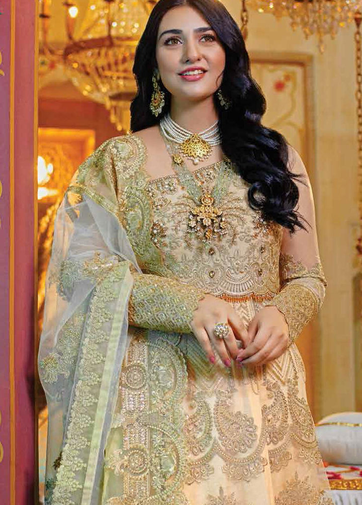 Serene Premium Embroidered Net Suits Unstitched 3 Piece S-1049 Honey Glazed - Luxury Collection