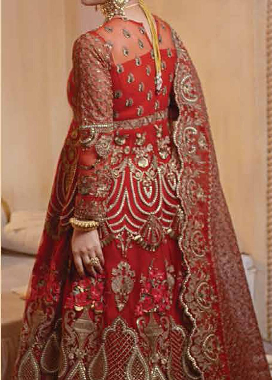 Serene Premium Embroidered Net Suits Unstitched 3 Piece S-1050 Scarlet Wine - Luxury Collection