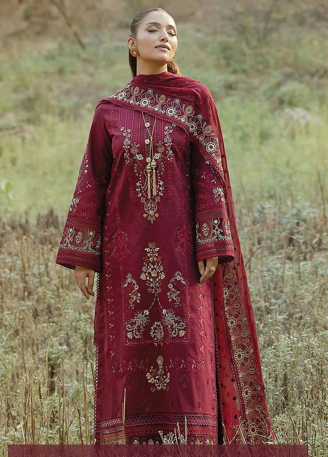 Serene Premium Embroidered Lawn Suit Unstitched 3 Piece SL-74 Firdous - Summer Collection