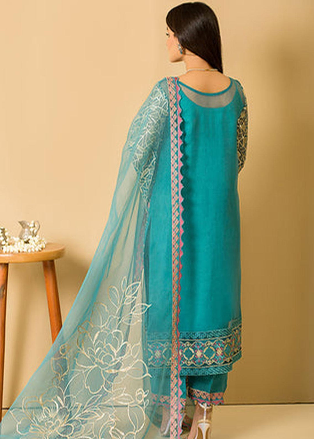 Serene Premium Pret Embroidered Organza 3 Piece SP22P SP-39 Turquoise