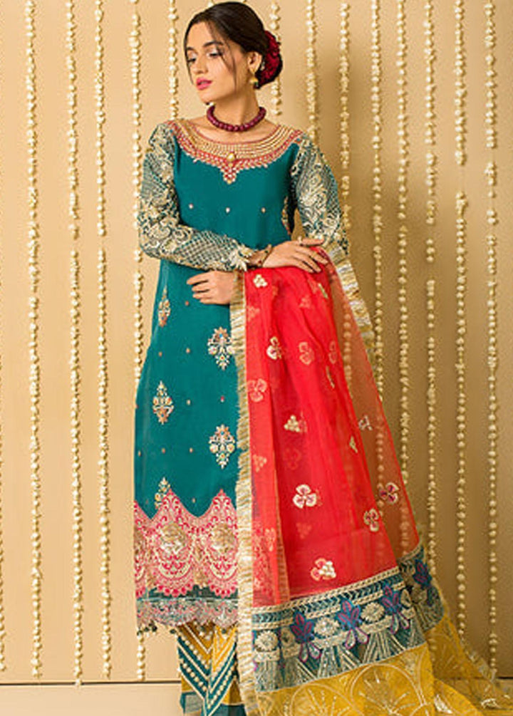 Serene Premium Pret Embroidered Organza 3 Piece SP22P SP-44 Precious Sea Green