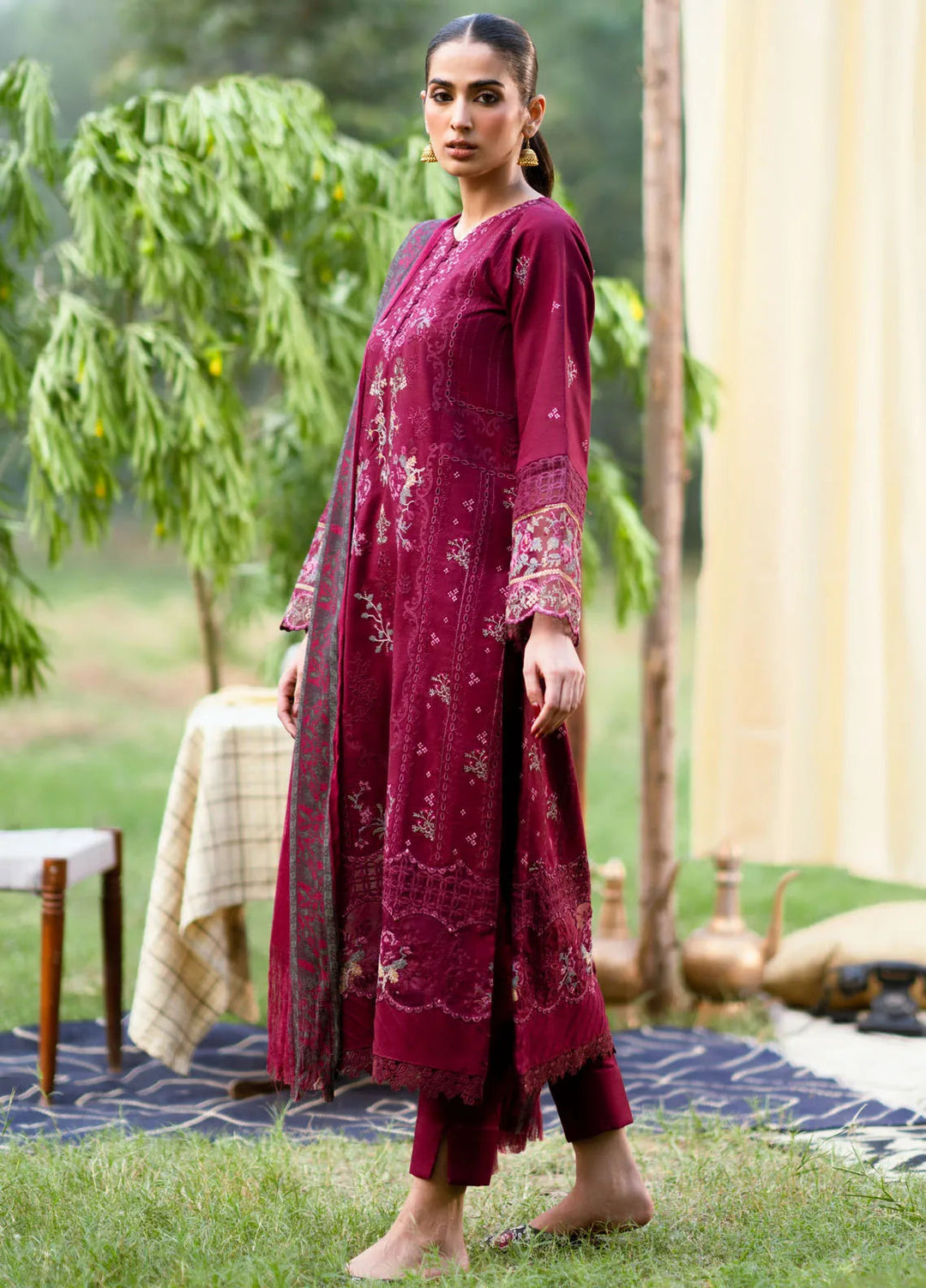 Serenity by Florent Embroidered Khaddar Suit Unstitched 3 Piece FL-07 A - Winter Collection