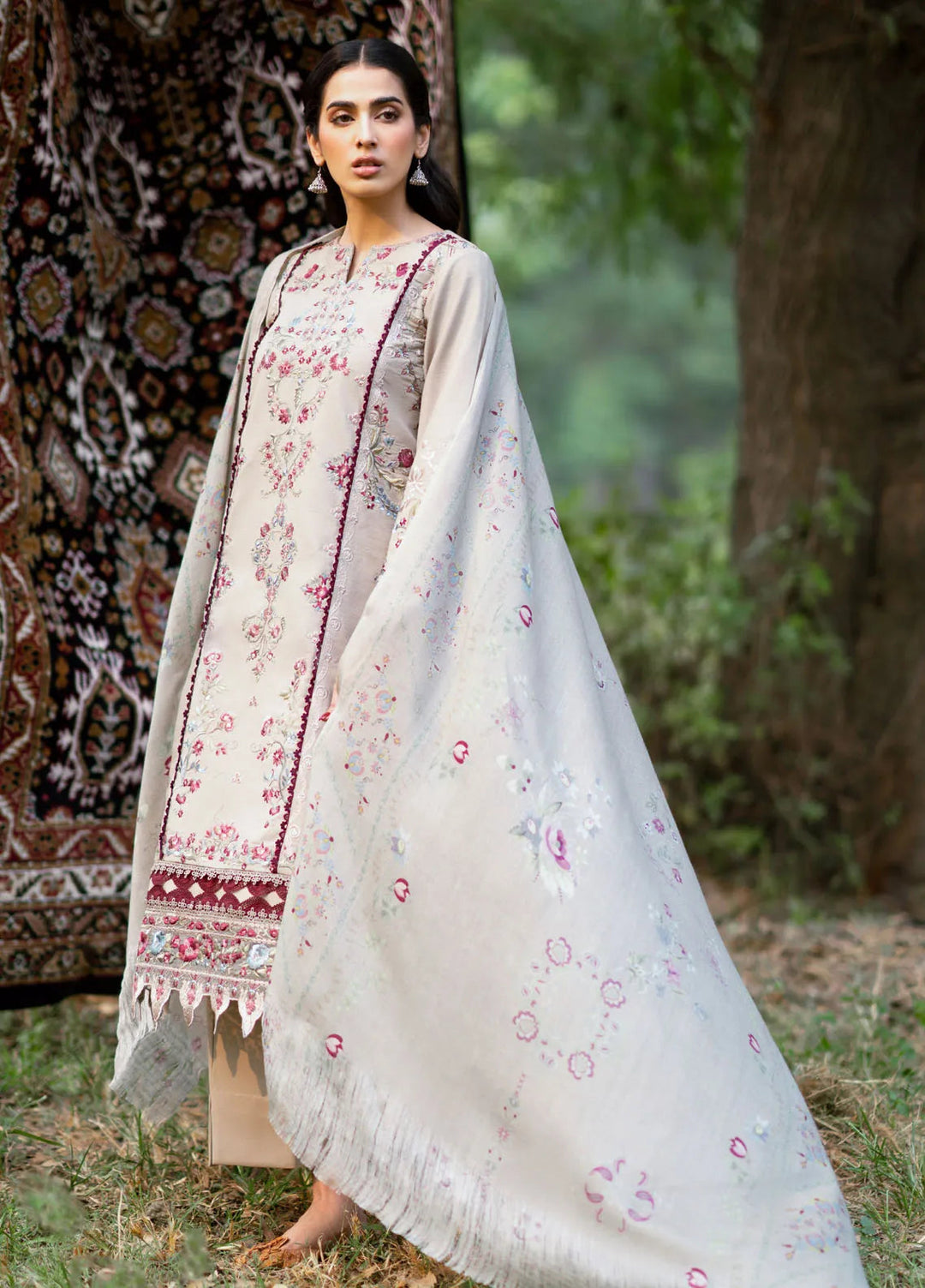 Serenity by Florent Embroidered Khaddar Suit Unstitched 3 Piece FL-08 A - Winter Collection
