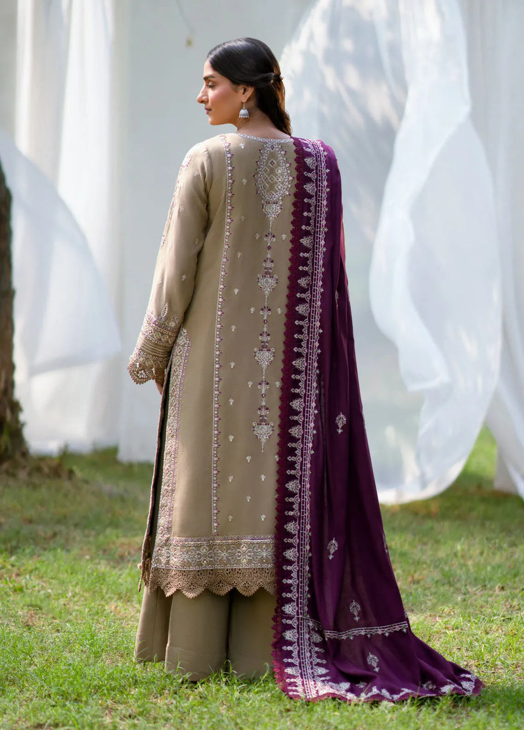 Serenity by Florent Embroidered Leather Peach Suit Unstitched 3 Piece FL-01 B - Winter Collection