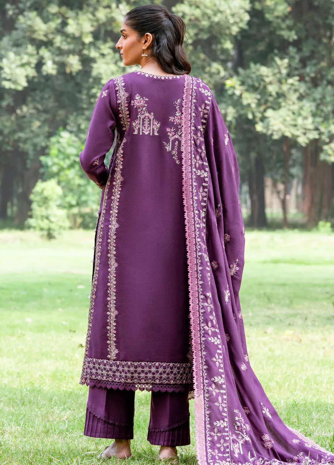 Serenity by Florent Embroidered Leather Peach Suit Unstitched 3 Piece FL-03 A - Winter Collection