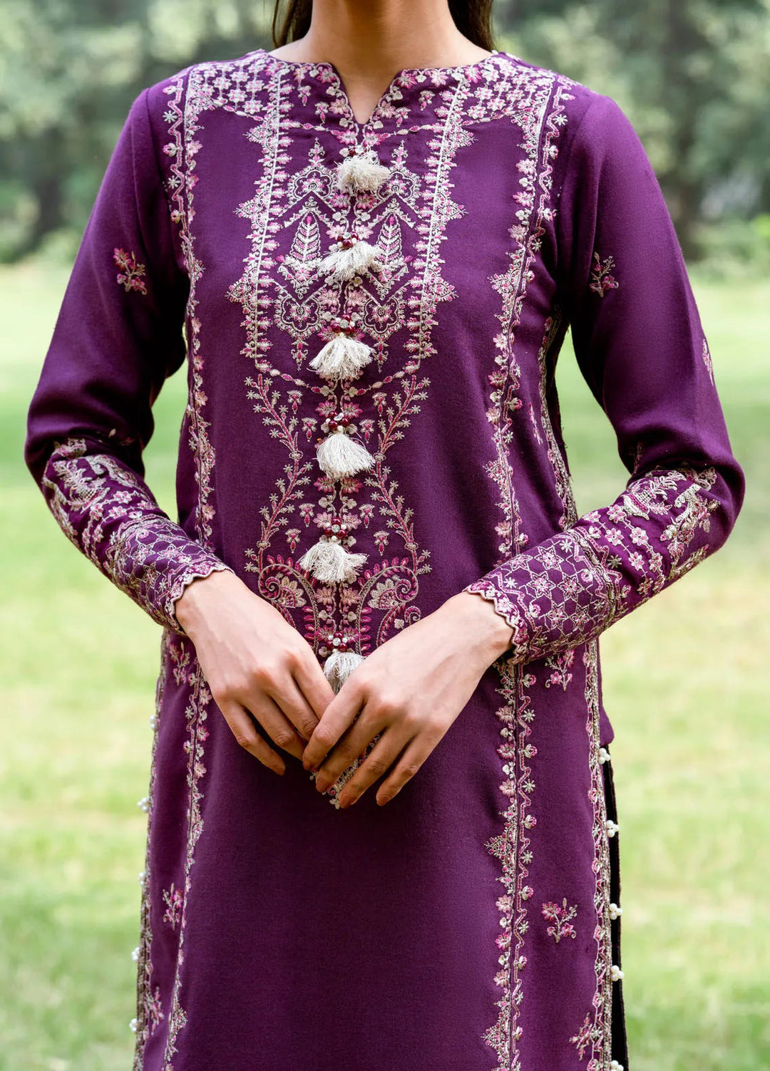 Serenity by Florent Embroidered Leather Peach Suit Unstitched 3 Piece FL-03 A - Winter Collection