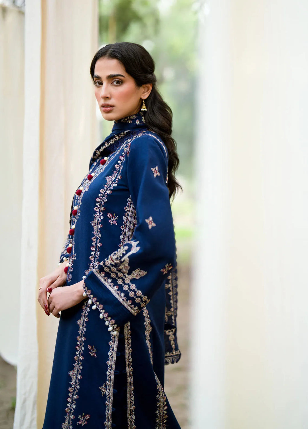 Serenity by Florent Embroidered Leather Peach Suit Unstitched 3 Piece FL-03 B - Winter Collection