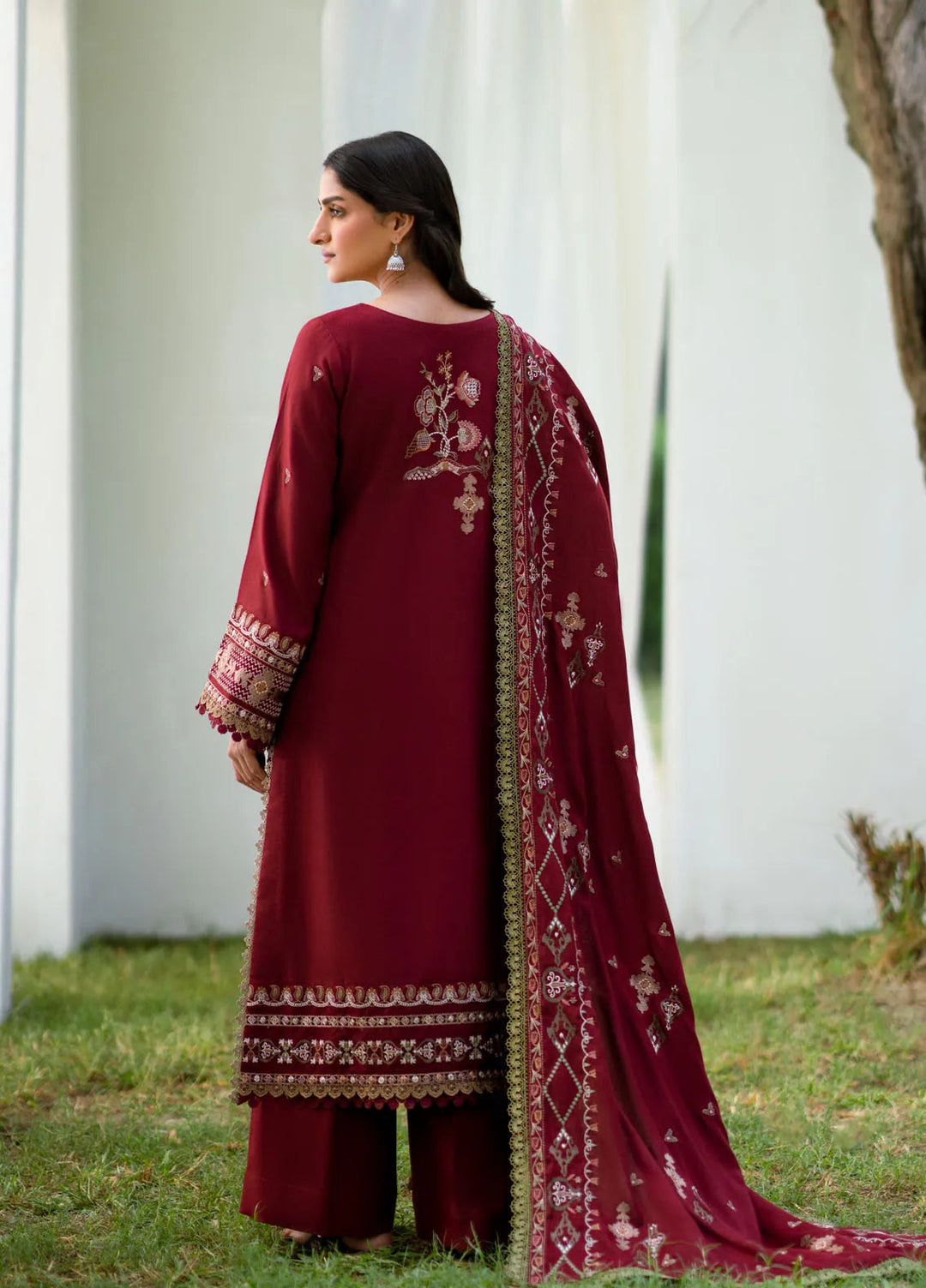 Serenity by Florent Embroidered Leather Peach Suit Unstitched 3 Piece FL-04 A - Winter Collection