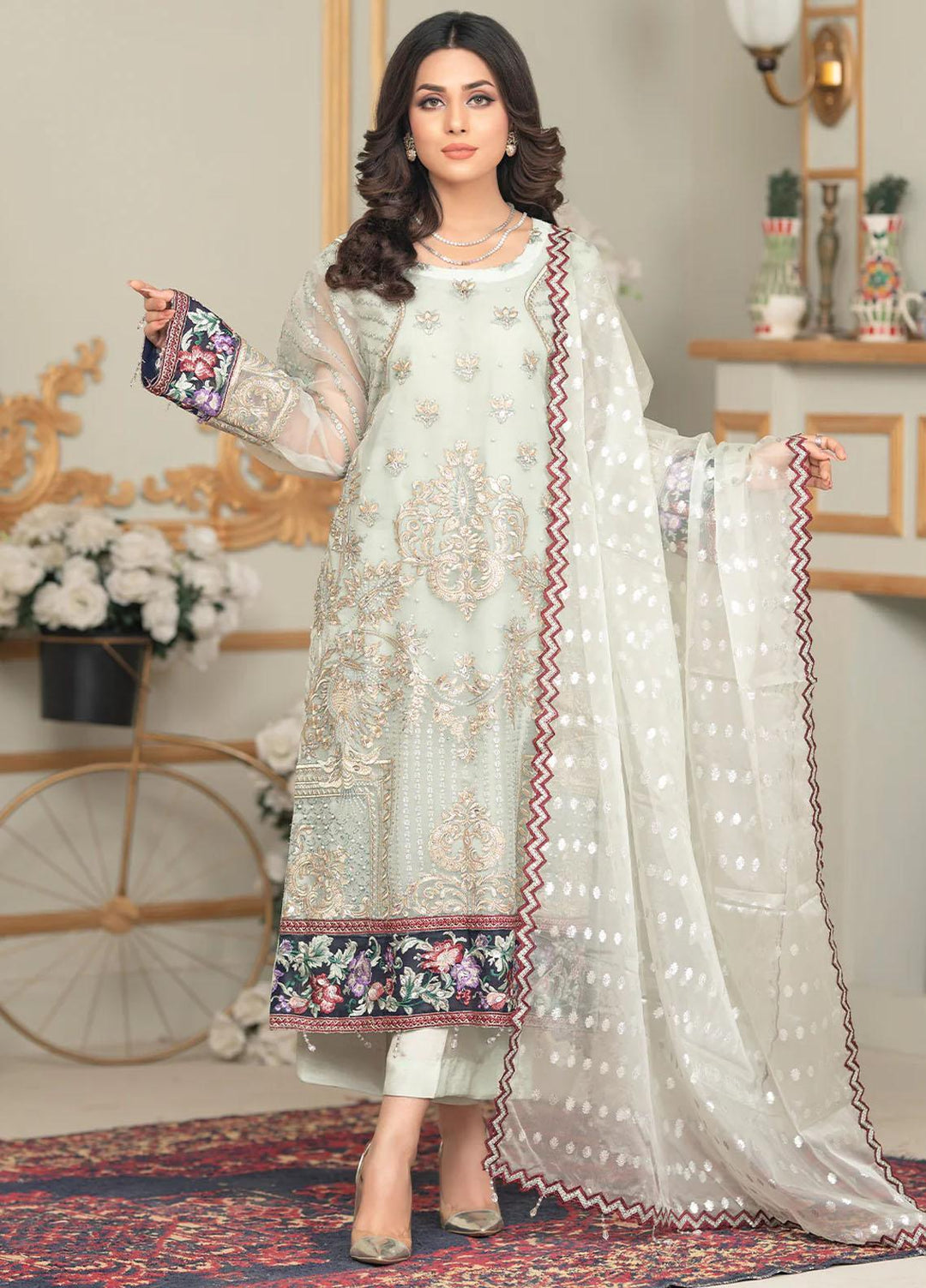 Shaadi Biyaah By Insiya Embroidered Organza Suits Unstitched 3 Piece INS23SB-S1 D3 - Wedding Collection