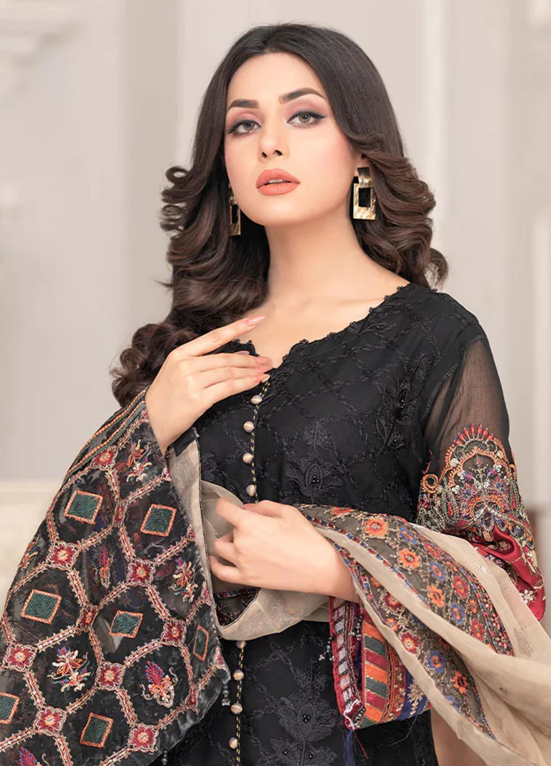 Shaadi Biyaah By Insiya Embroidered Chiffon Suits Unstitched 3 Piece INS23SB-S2 D1 - Wedding Collection