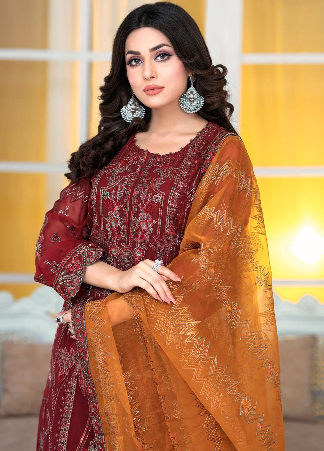 Shaadi Biyaah By Insiya Embroidered Chiffon Suits Unstitched 3 Piece INS23SB-S3 D1 - Wedding Collection