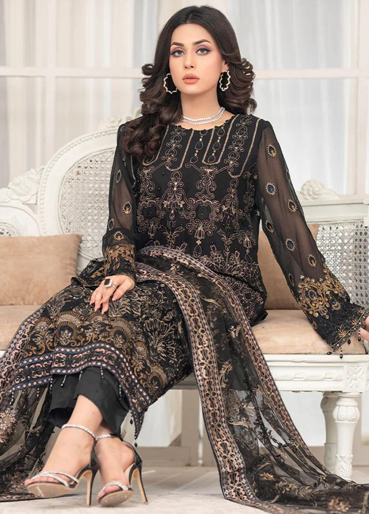 Shaadi Biyaah By Insiya Embroidered Chiffon Suits Unstitched 3 Piece INS23SB-S3 D2 - Wedding Collection