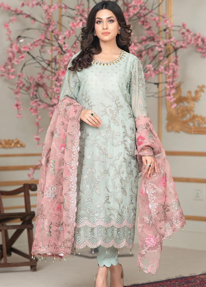 Shaadi Biyaah By Insiya Embroidered Organza Suits Unstitched 4 Piece INS23SB-S3 D4 - Wedding Collection