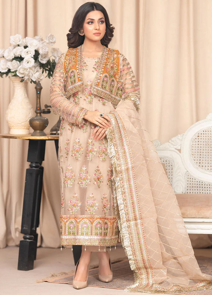 Shaadi Biyaah By Insiya Embroidered Net Suits Unstitched 4 Piece INS23SB-S3 D5 - Wedding Collection