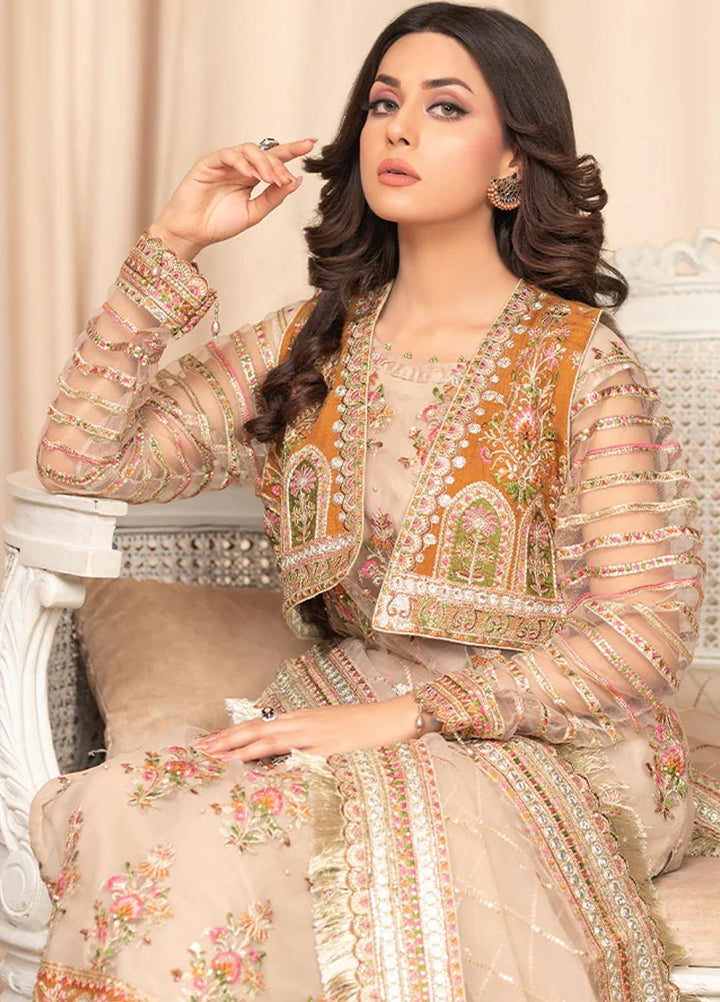 Shaadi Biyaah By Insiya Embroidered Net Suits Unstitched 4 Piece INS23SB-S3 D5 - Wedding Collection