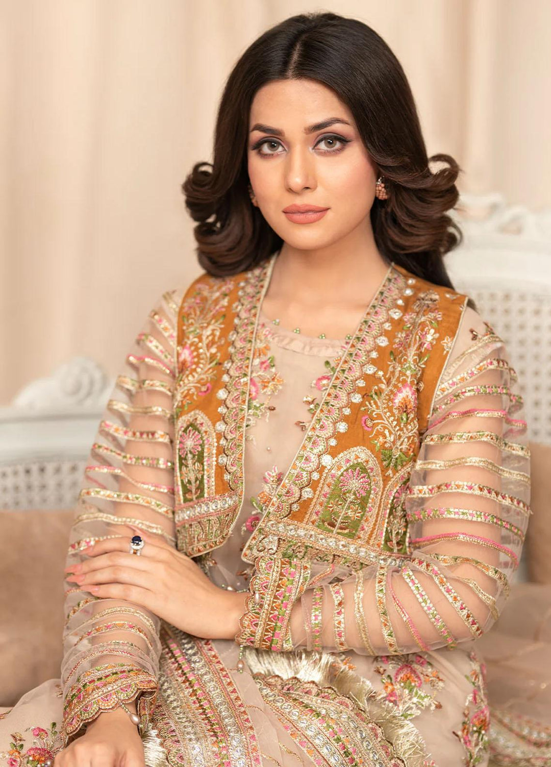 Shaadi Biyaah By Insiya Embroidered Net Suits Unstitched 4 Piece INS23SB-S3 D5 - Wedding Collection