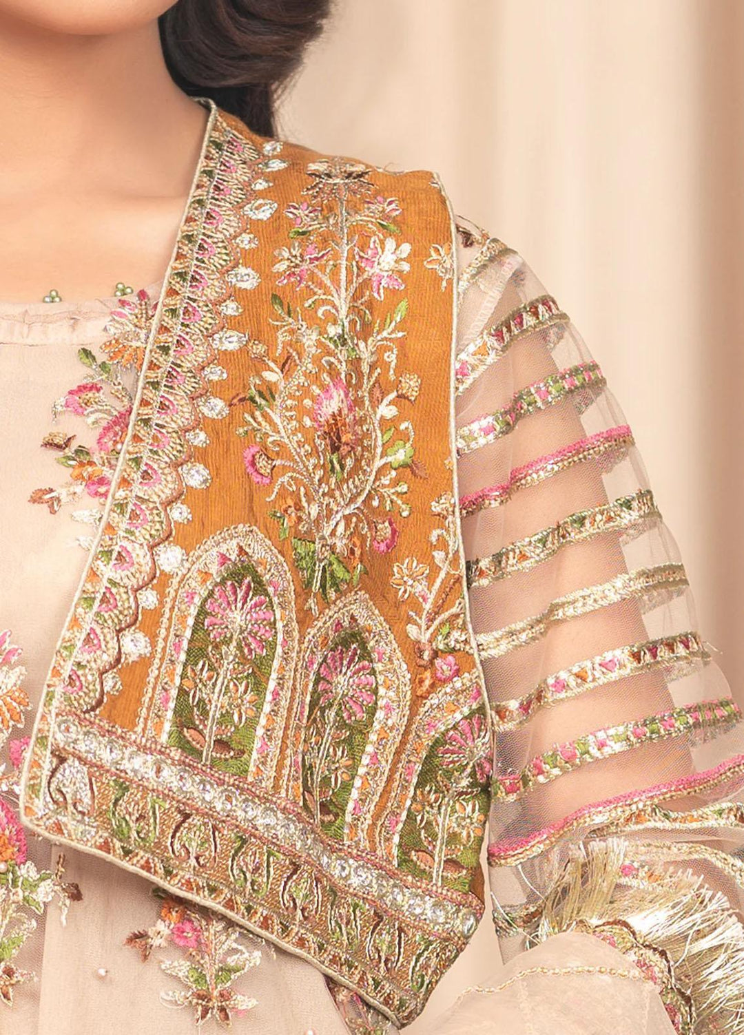 Shaadi Biyaah By Insiya Embroidered Net Suits Unstitched 4 Piece INS23SB-S3 D5 - Wedding Collection