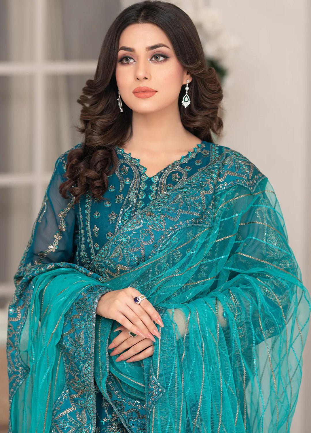Shaadi Biyaah By Insiya Embroidered Chiffon Suits Unstitched 3 Piece INS23SB-S3 D6 - Wedding Collection