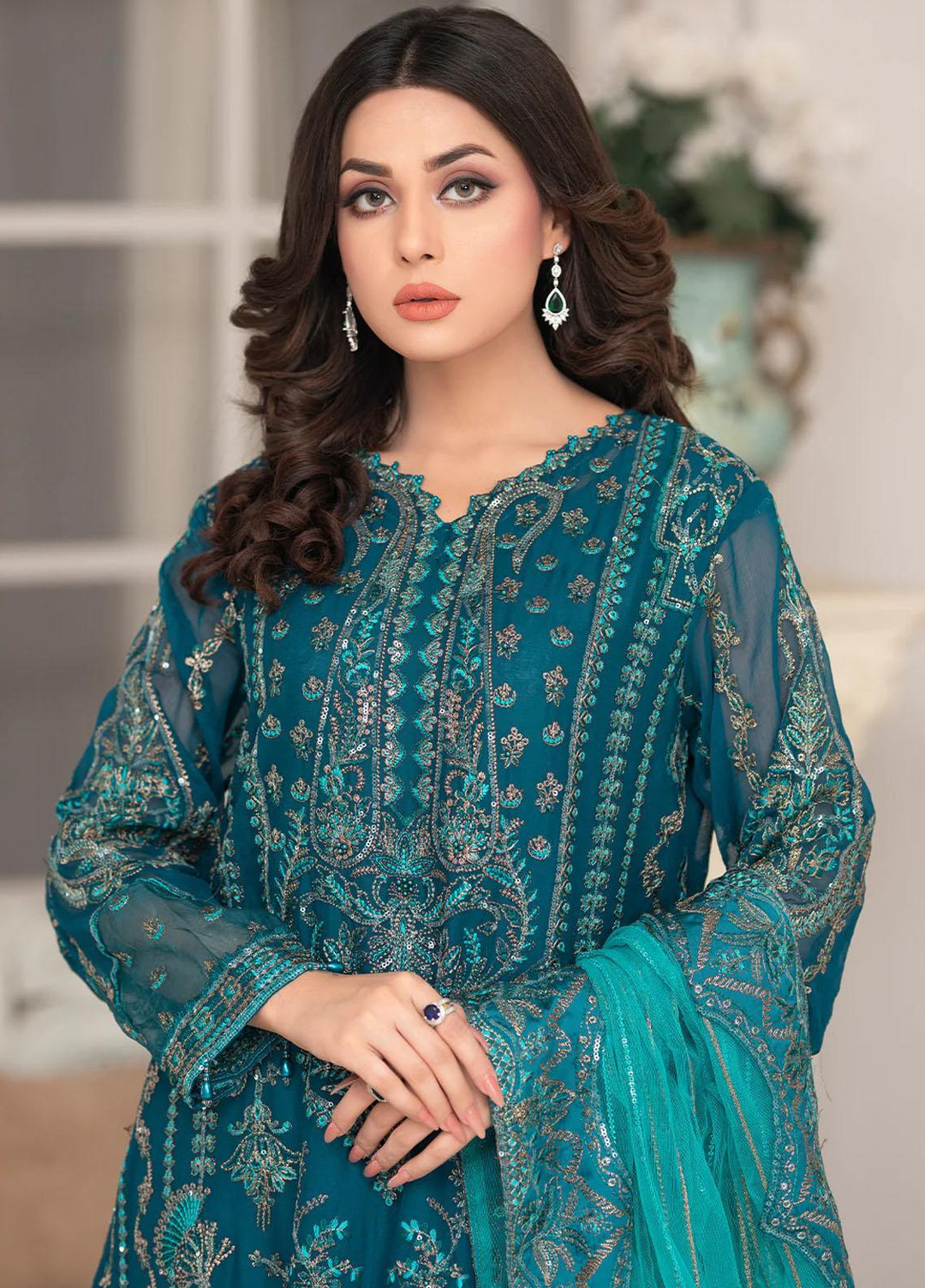 Shaadi Biyaah By Insiya Embroidered Chiffon Suits Unstitched 3 Piece INS23SB-S3 D6 - Wedding Collection