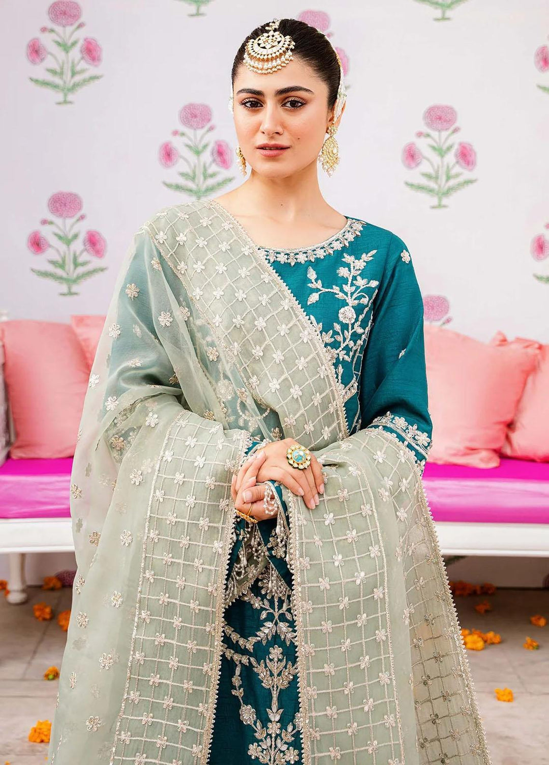 Shadmani By Akbar Aslam Embroidered Raw Silk Suits Unstitched 3 Piece AA23SH Zohra - Luxury Collection