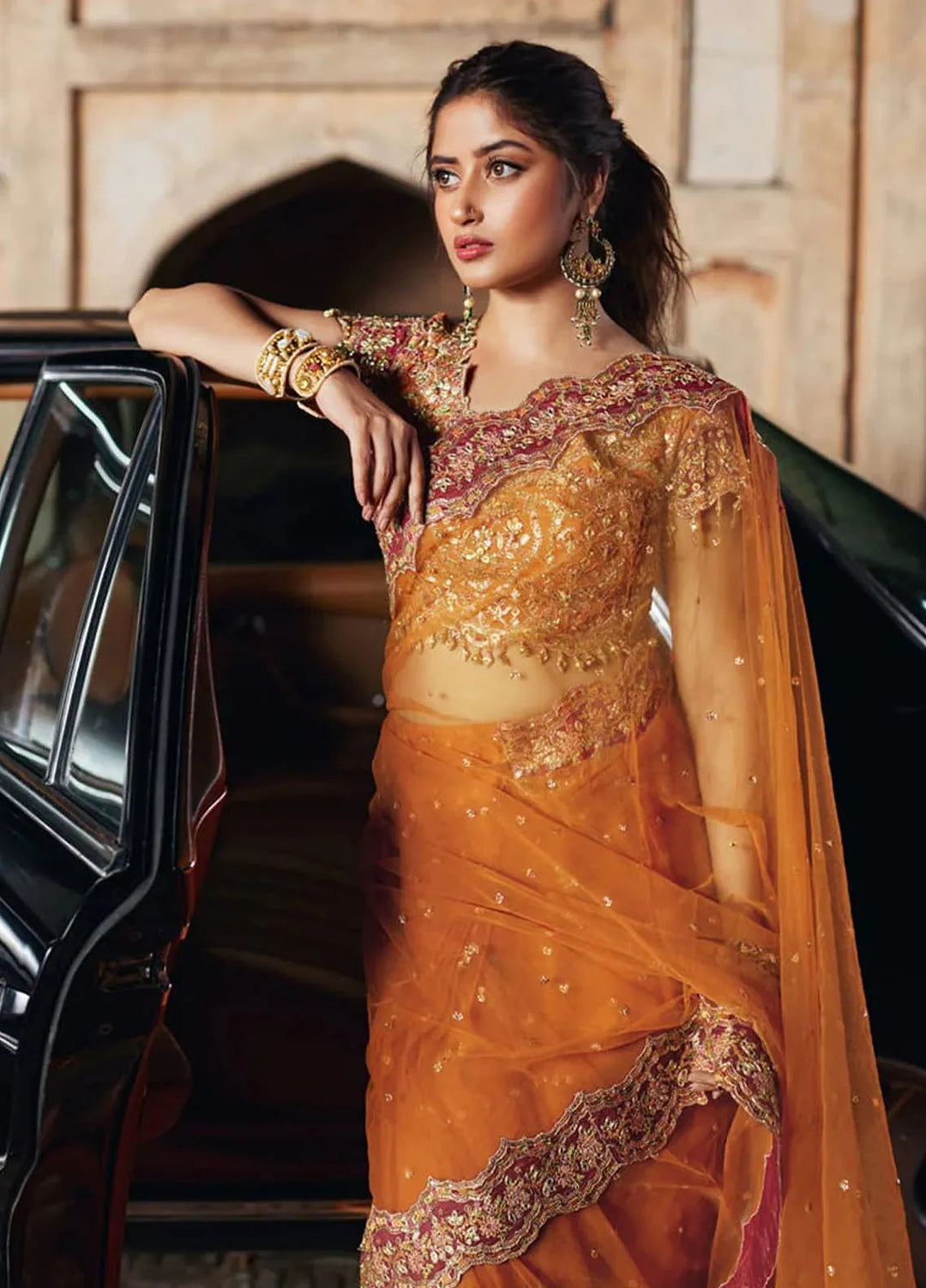 Shadmani by Qalamkar Embroidered Raw Silk Unstitched Saree QLM24SM Raniya - Formals Collection