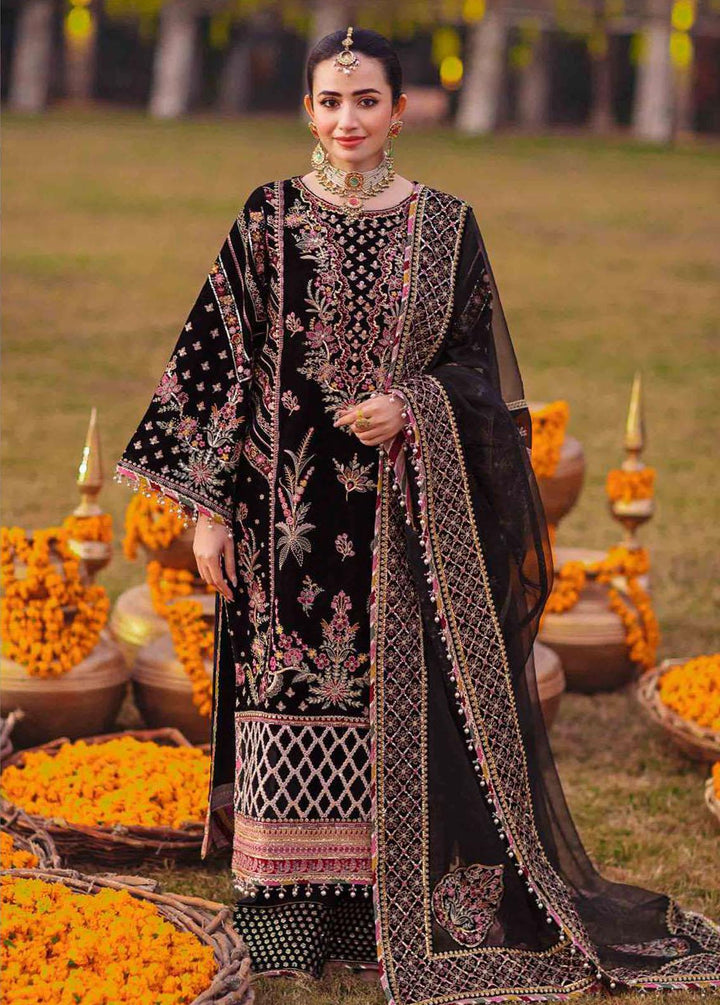 Shadmani Phirsy By Qalamkar Embroidered Velvet Suits Unstitched 3 Piece QLM22SP FW-06 Dhalia - Wedding Formal Collection