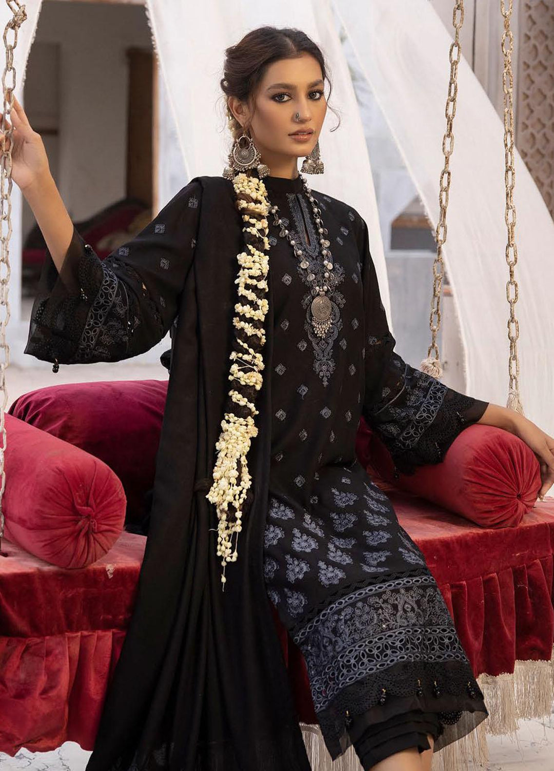 Shadow Stapel by Aalaya Embroidered Karandi Suits Unstitched 3 Piece ALY22SS D-03 - Winter Collection