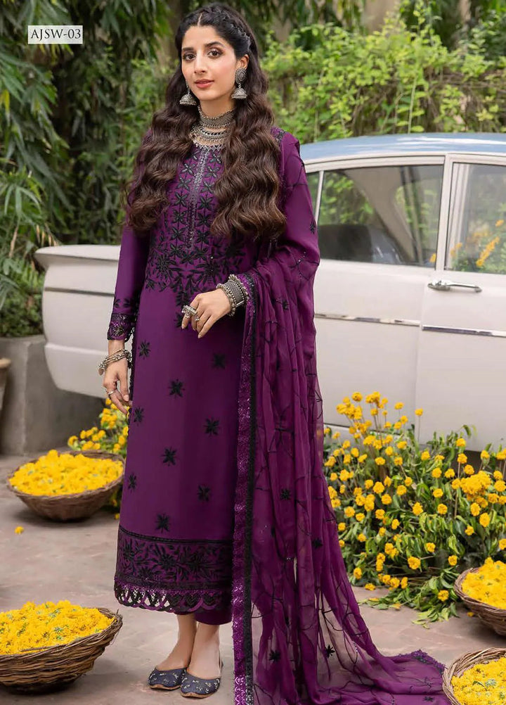 Shadow Work By Asim Jofa Embroidered Cotton Unstitched Suit 3 Piece AJ23SW AJSW-03 - Luxury Festive Collection