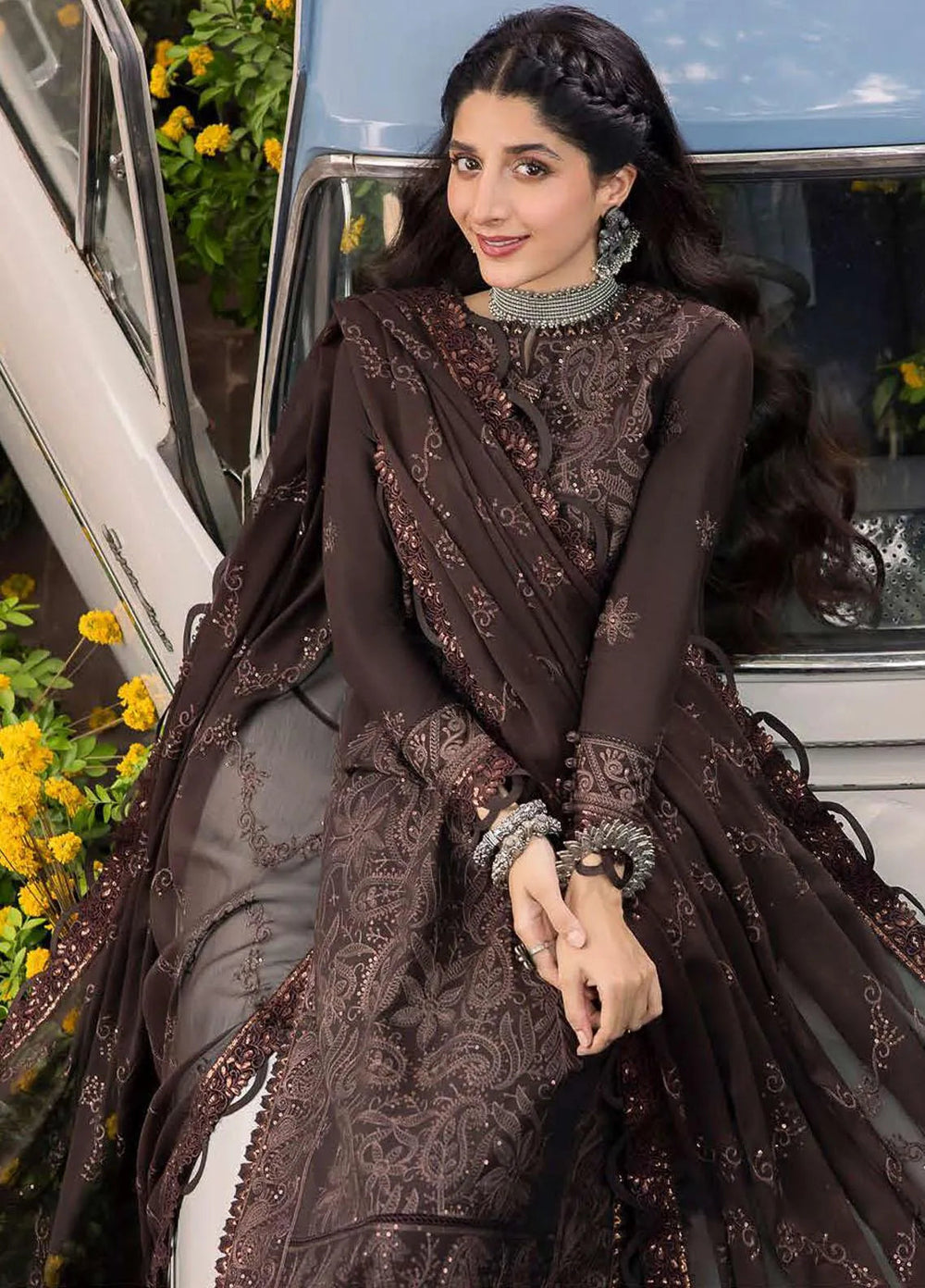 Shadow Work By Asim Jofa Embroidered Cotton Unstitched Suit 3 Piece AJ23SW AJSW-04 - Luxury Festive Collection