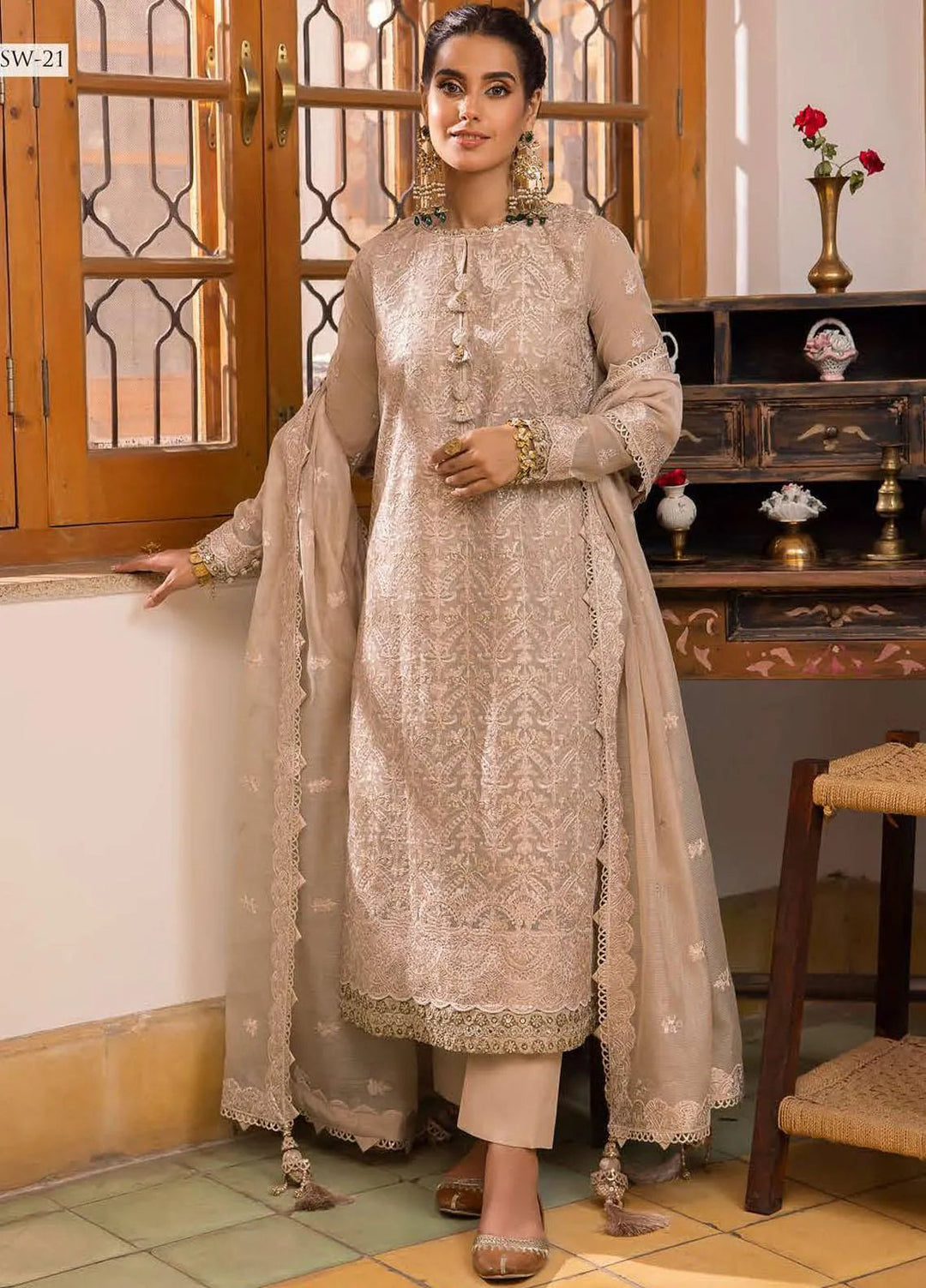 Shadow Work By Asim Jofa Embroidered Cotton Unstitched Suit 3 Piece AJ23SW AJSW-21 - Luxury Festive Collection