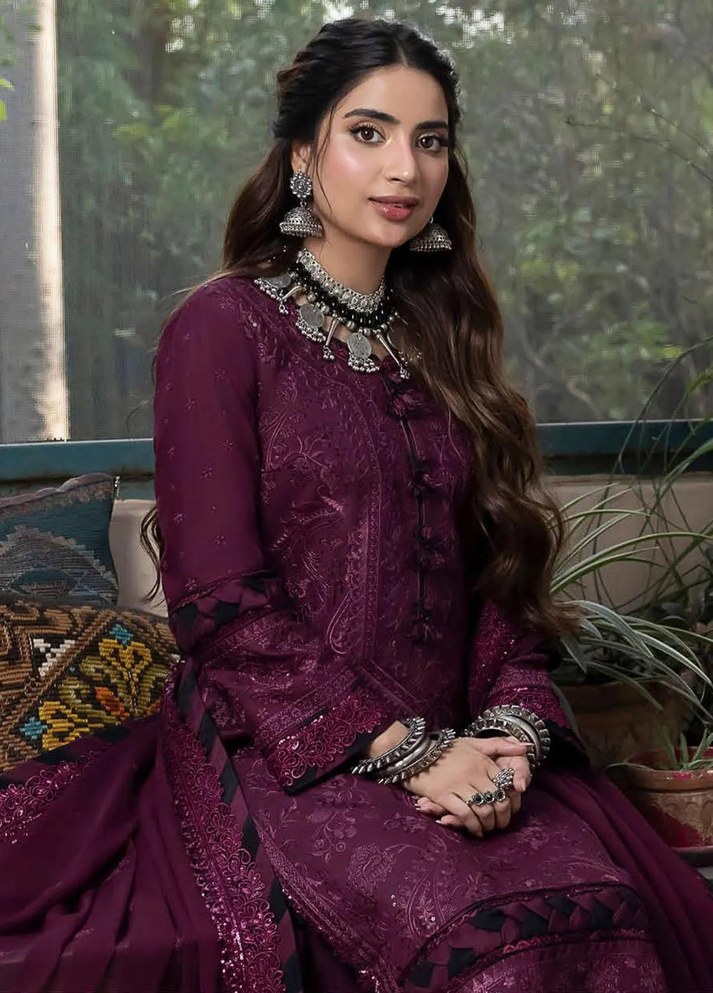 Shadow Work By Asim Jofa Embroidered Lawn Unstitched Suit 3 Piece AJ23SW AJSW-05 - Luxury Festive Collection