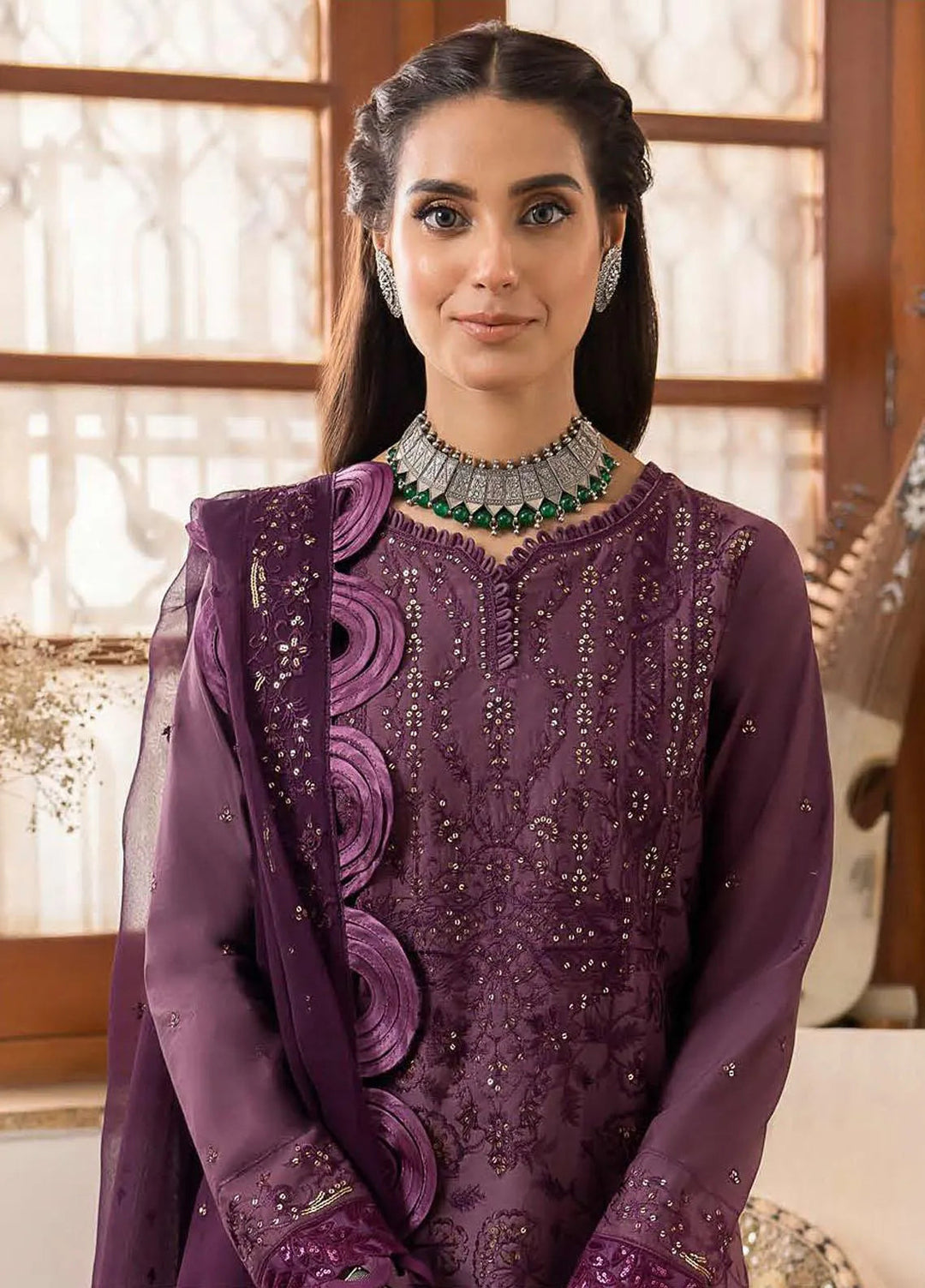 Shadow Work By Asim Jofa Embroidered Lawn Unstitched Suit 3 Piece AJ23SW AJSW-06 - Luxury Festive Collection