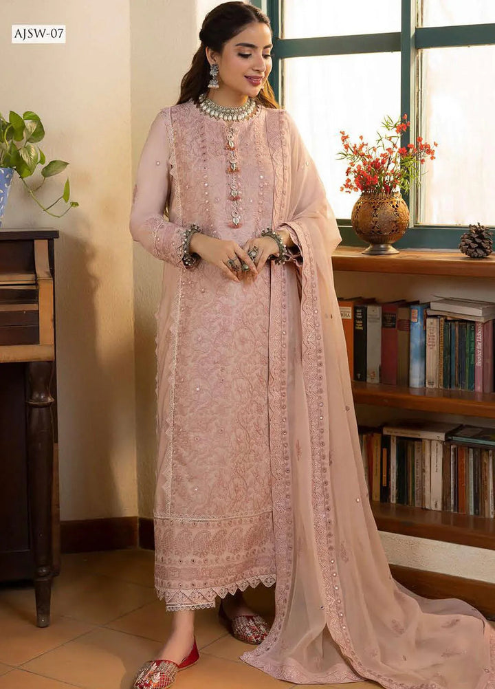 Shadow Work By Asim Jofa Embroidered Lawn Unstitched Suit 3 Piece AJ23SW AJSW-07 - Luxury Festive Collection