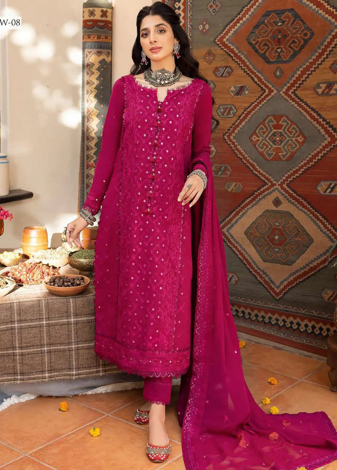 Shadow Work By Asim Jofa Embroidered Lawn Unstitched Suit 3 Piece AJ23SW AJSW-08 - Luxury Festive Collection
