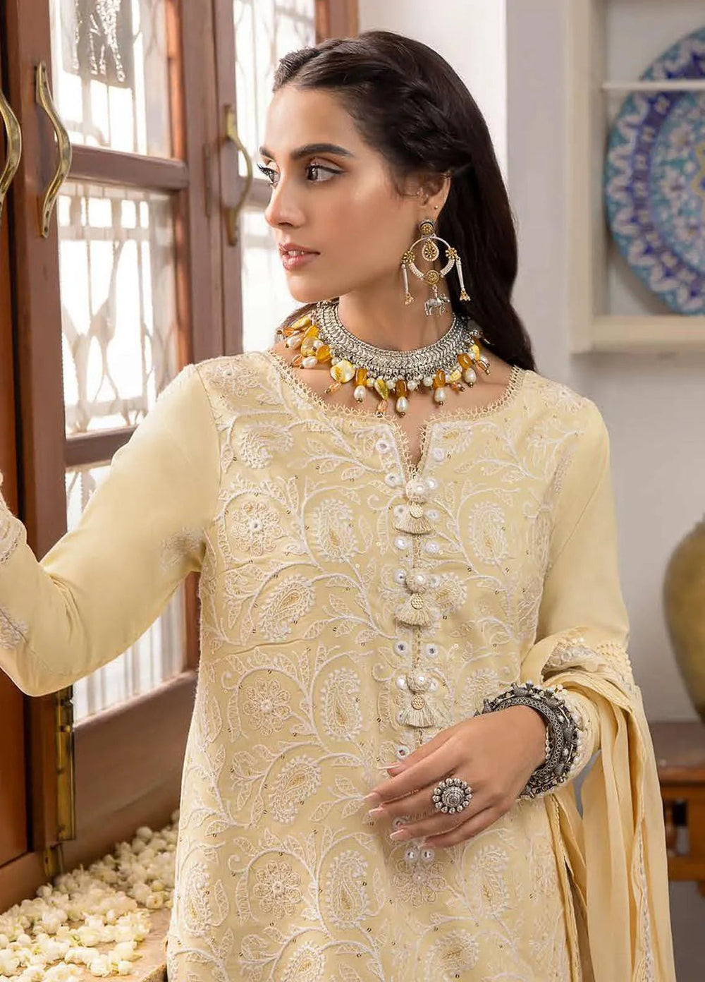 Shadow Work By Asim Jofa Embroidered Lawn Unstitched Suit 3 Piece AJ23SW AJSW-09 - Luxury Festive Collection
