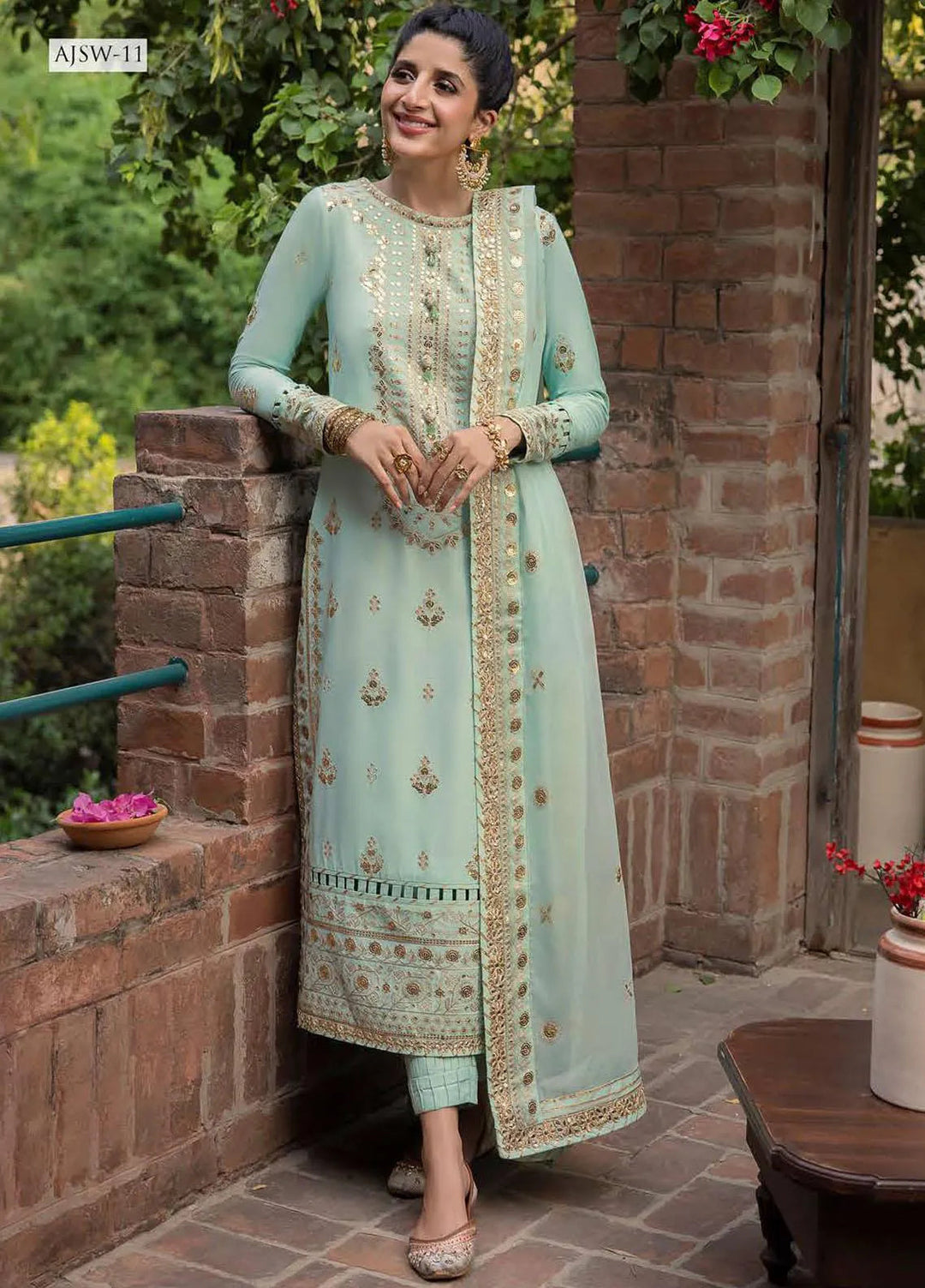 Shadow Work By Asim Jofa Embroidered Lawn Unstitched Suit 3 Piece AJ23SW AJSW-11 - Luxury Festive Collection