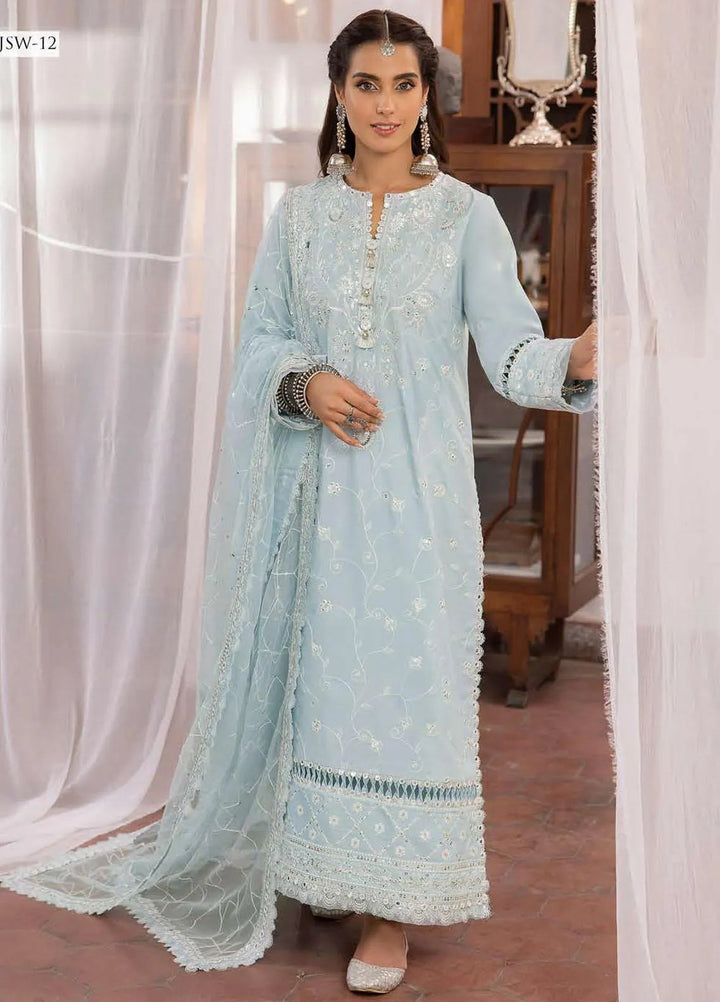 Shadow Work By Asim Jofa Embroidered Lawn Unstitched Suit 3 Piece AJ23SW AJSW-12 - Luxury Festive Collection