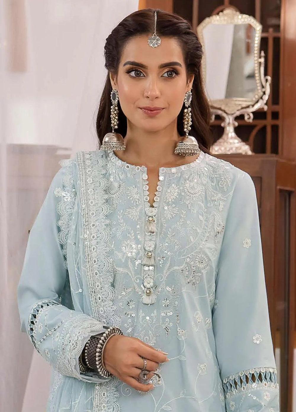 Shadow Work By Asim Jofa Embroidered Lawn Unstitched Suit 3 Piece AJ23SW AJSW-12 - Luxury Festive Collection