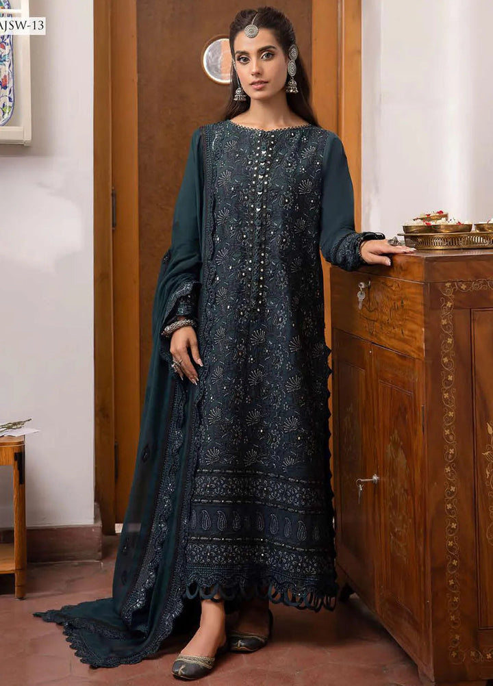 Shadow Work By Asim Jofa Embroidered Lawn Unstitched Suit 3 Piece AJ23SW AJSW-13 - Luxury Festive Collection