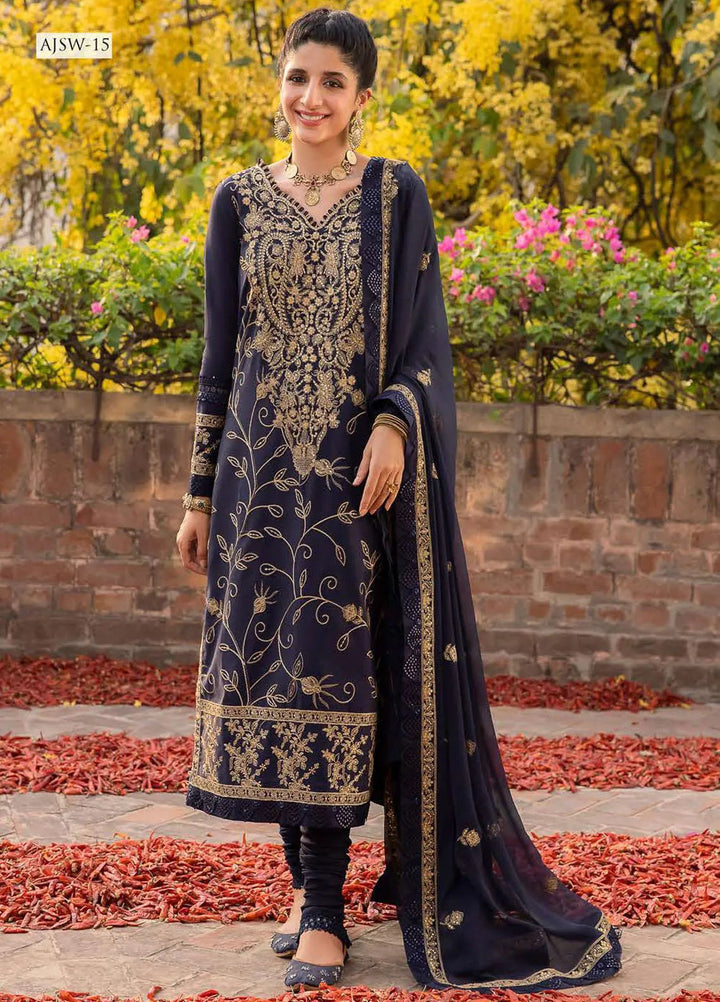 Shadow Work By Asim Jofa Embroidered Lawn Unstitched Suit 3 Piece AJ23SW AJSW-15 - Luxury Festive Collection