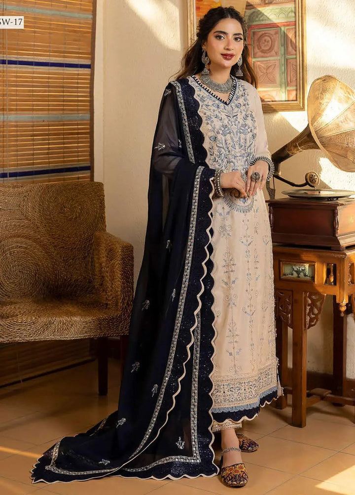 Shadow Work By Asim Jofa Embroidered Lawn Unstitched Suit 3 Piece AJ23SW AJSW-17 - Luxury Festive Collection