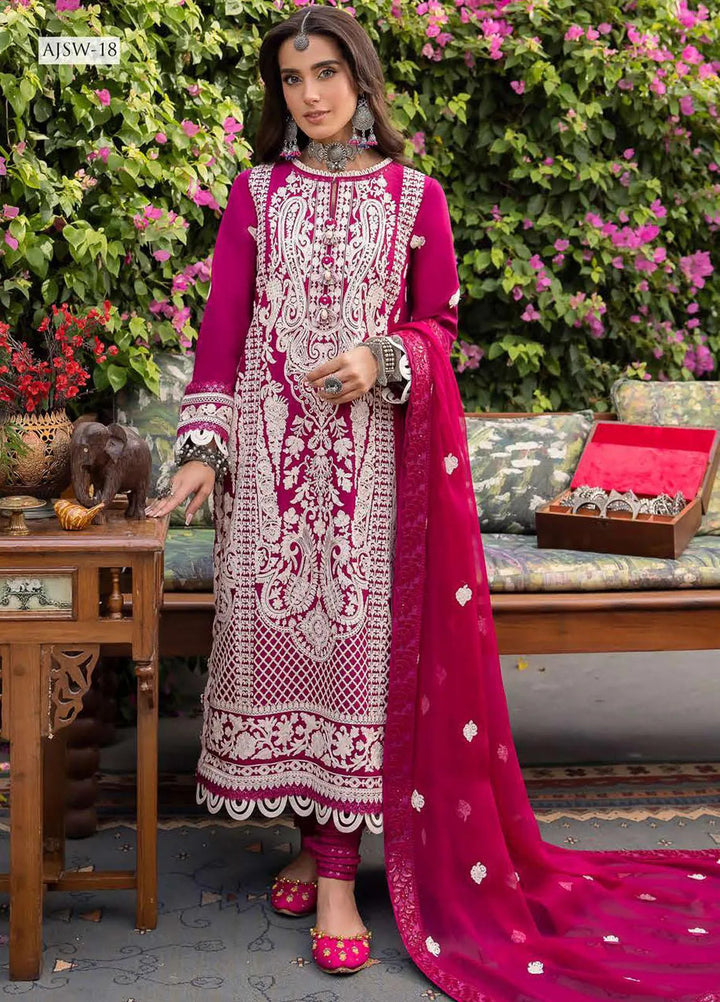 Shadow Work By Asim Jofa Embroidered Lawn Unstitched Suit 3 Piece AJ23SW AJSW-18 - Luxury Festive Collection