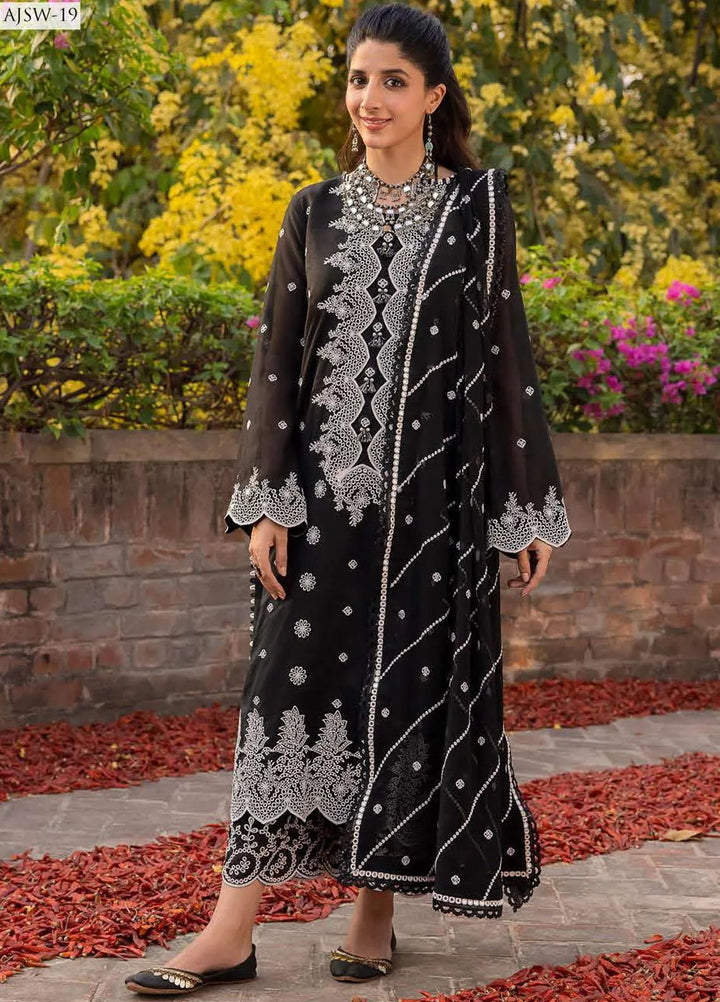 Shadow Work By Asim Jofa Embroidered Lawn Unstitched Suit 3 Piece AJ23SW AJSW-19 - Luxury Festive Collection