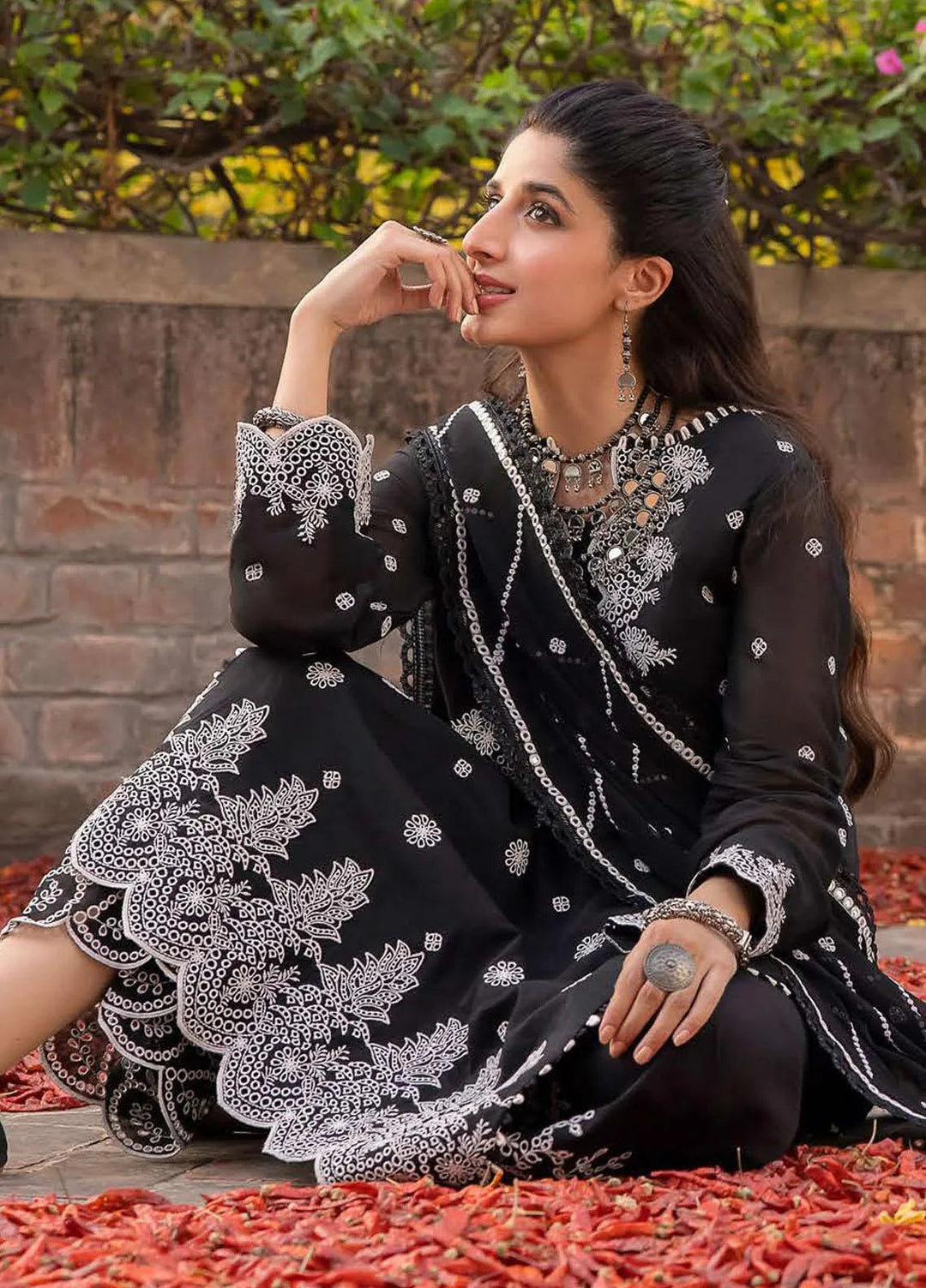 Shadow Work By Asim Jofa Embroidered Lawn Unstitched Suit 3 Piece AJ23SW AJSW-19 - Luxury Festive Collection