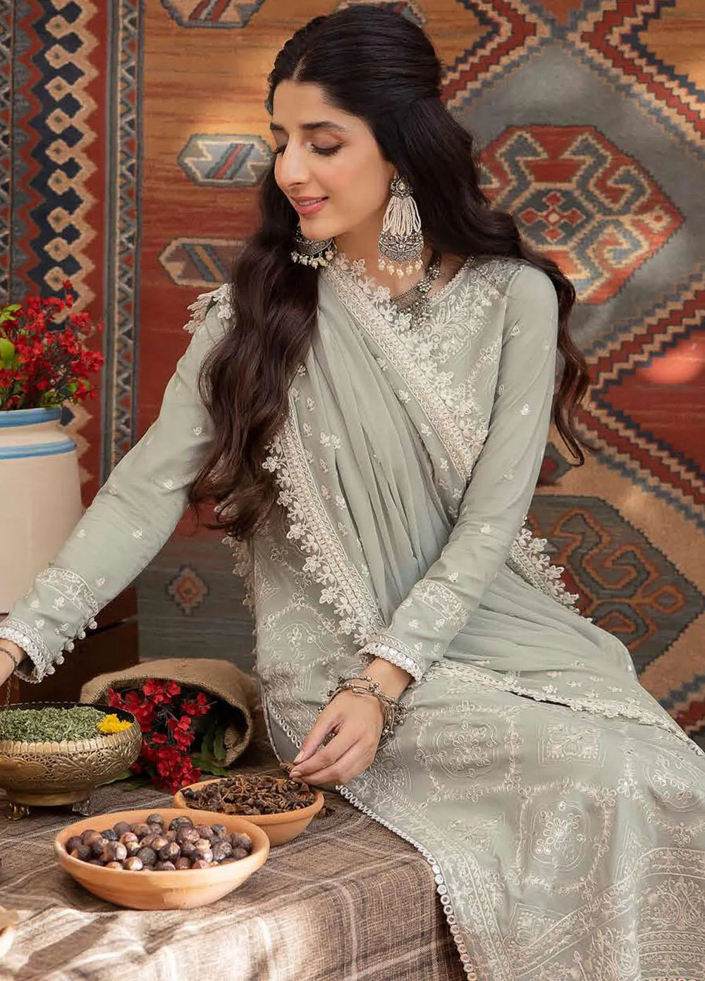 Shadow Work By Asim Jofa Embroidered Lawn Unstitched Suit 3 Piece AJ23SW AJSW-20 - Luxury Festive Collection