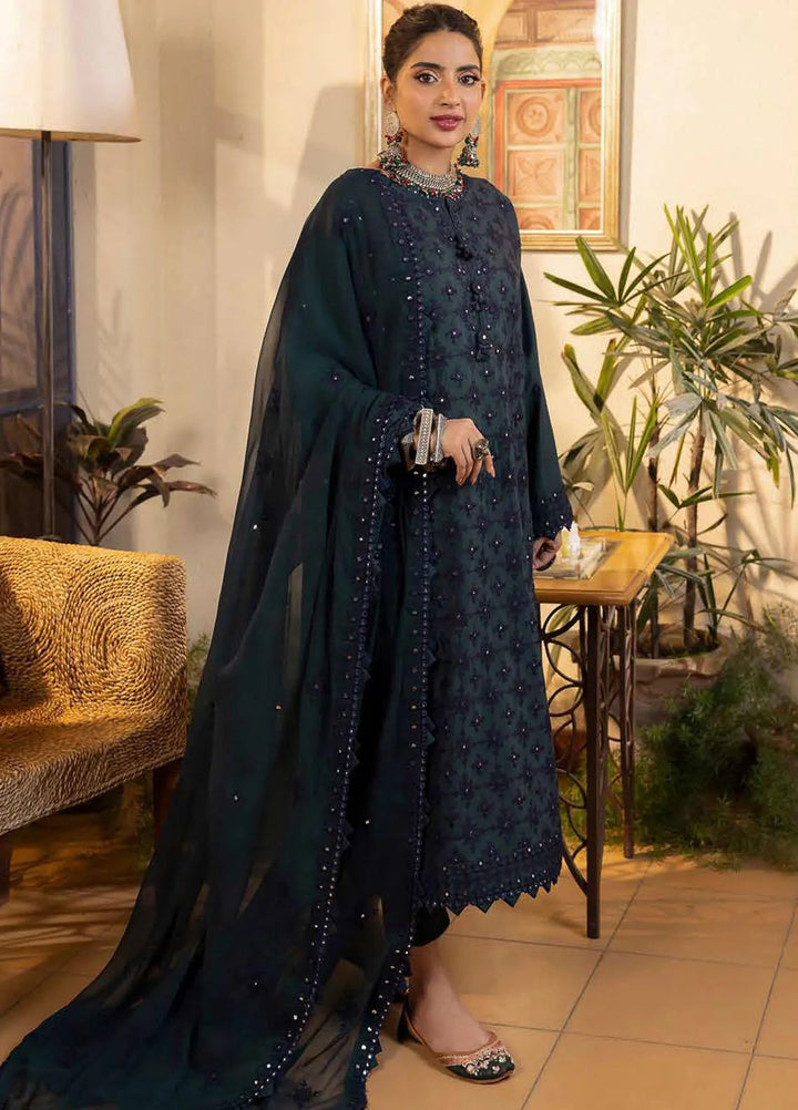 Shadow Work By Asim Jofa Embroidered Lawn Unstitched Suit 3 Piece AJ23SW AJSW-24 - Luxury Festive Collection