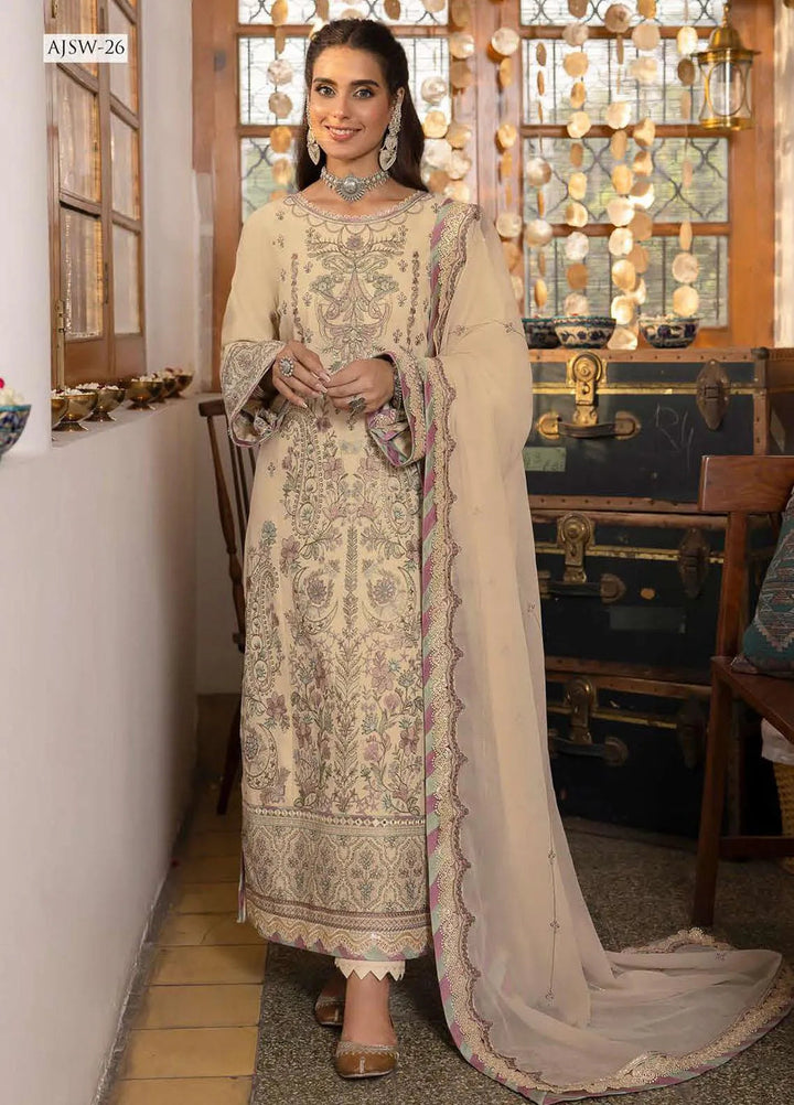 Shadow Work By Asim Jofa Embroidered Lawn Unstitched Suit 3 Piece AJ23SW AJSW-26 - Luxury Festive Collection